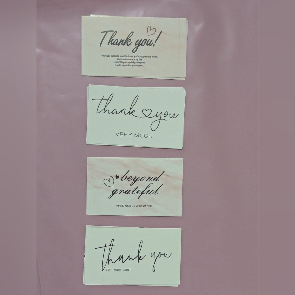 10 PCS Set Pink Poly Mailers 10x13 and asstd Thank You Cards - Picture 2 of 2